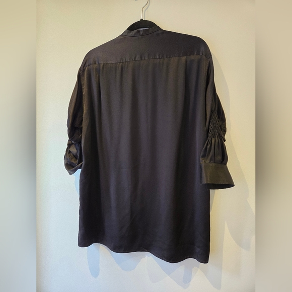 Haider Ackermann Black Silk Pleated Sleeve Blouse Size 36 - Picture 8 of 10